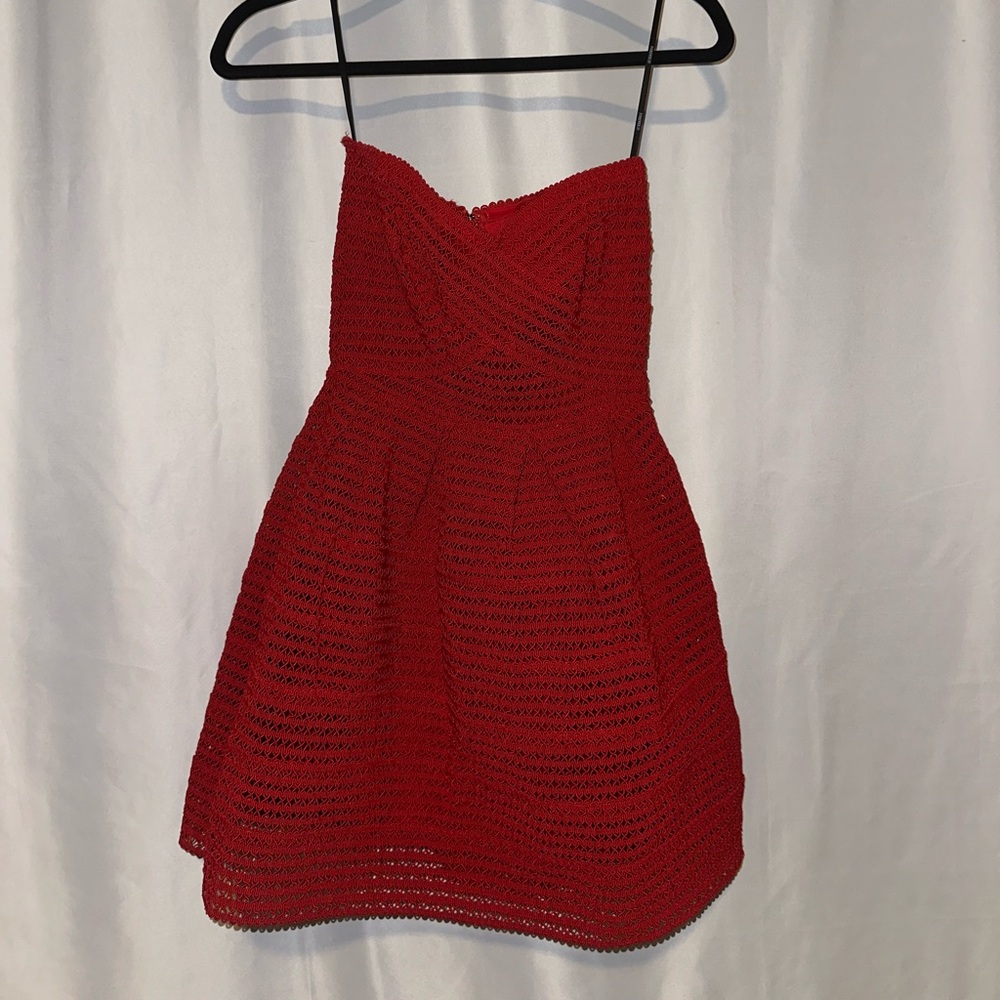 Forever 21 Red Coiled Cord Strapless Mini Dress Size S Zipper Back